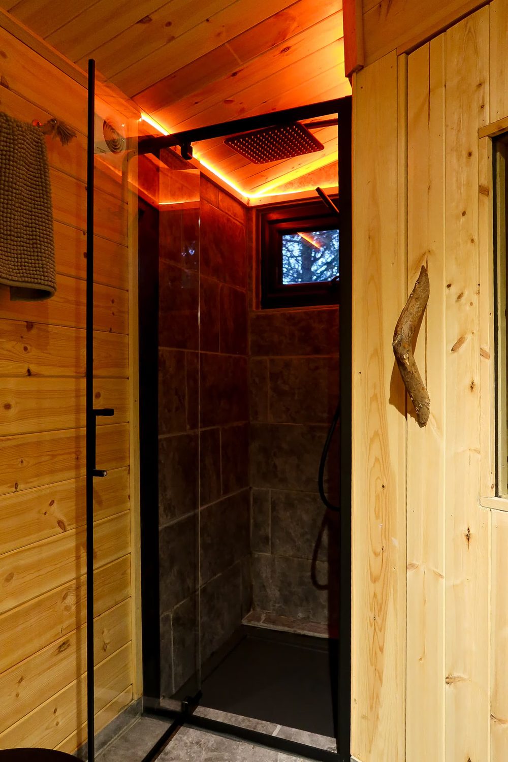 Rainfall shower with mood lighting